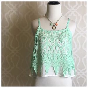 The Clothing Company Ice Mint Green Crochet Cami Top